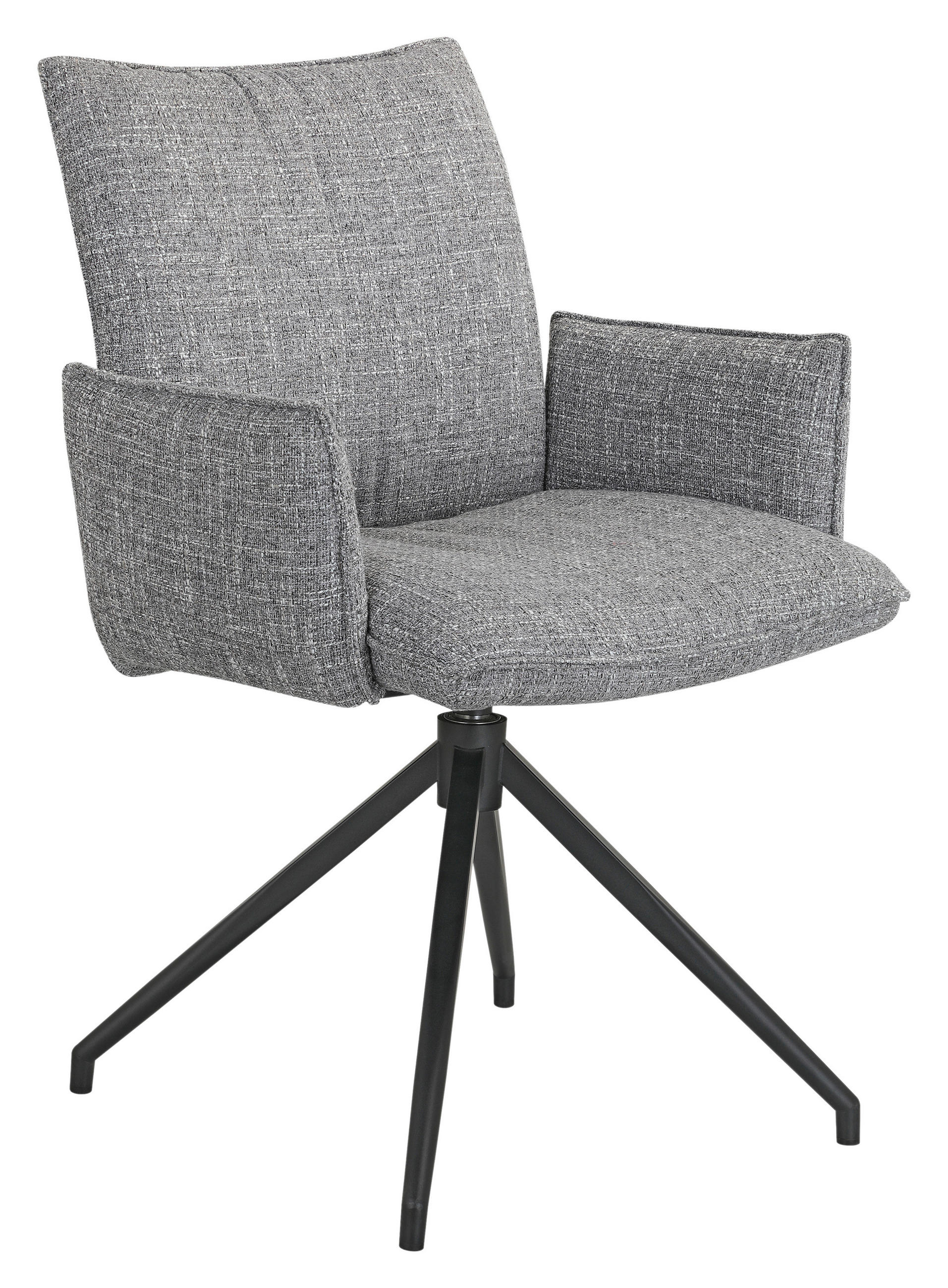 ARMLEHNSTUHL  Sitzfläche 360° drehbar, automatische Rückholfunktion Webstoff  Grau, Schwarz  - Schwarz/Grau, Design, Textil/Metall (60,5/87/61,5cm) - Novel
