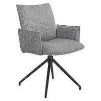 ARMLEHNSTUHL  Sitzfläche 360° drehbar, automatische Rückholfunktion Webstoff  Grau, Schwarz  - Schwarz/Grau, Design, Textil/Metall (60,5/87/61,5cm) - Novel