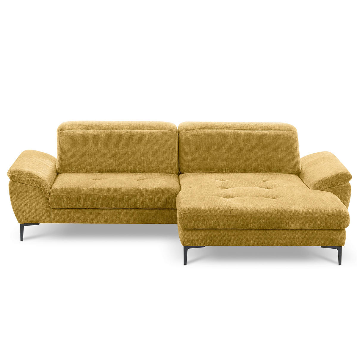 ECKSOFA  Webstoff Senfgelb  - Senfgelb/Schwarz, Design, Textil/Metall (268/195cm) - Livetastic
