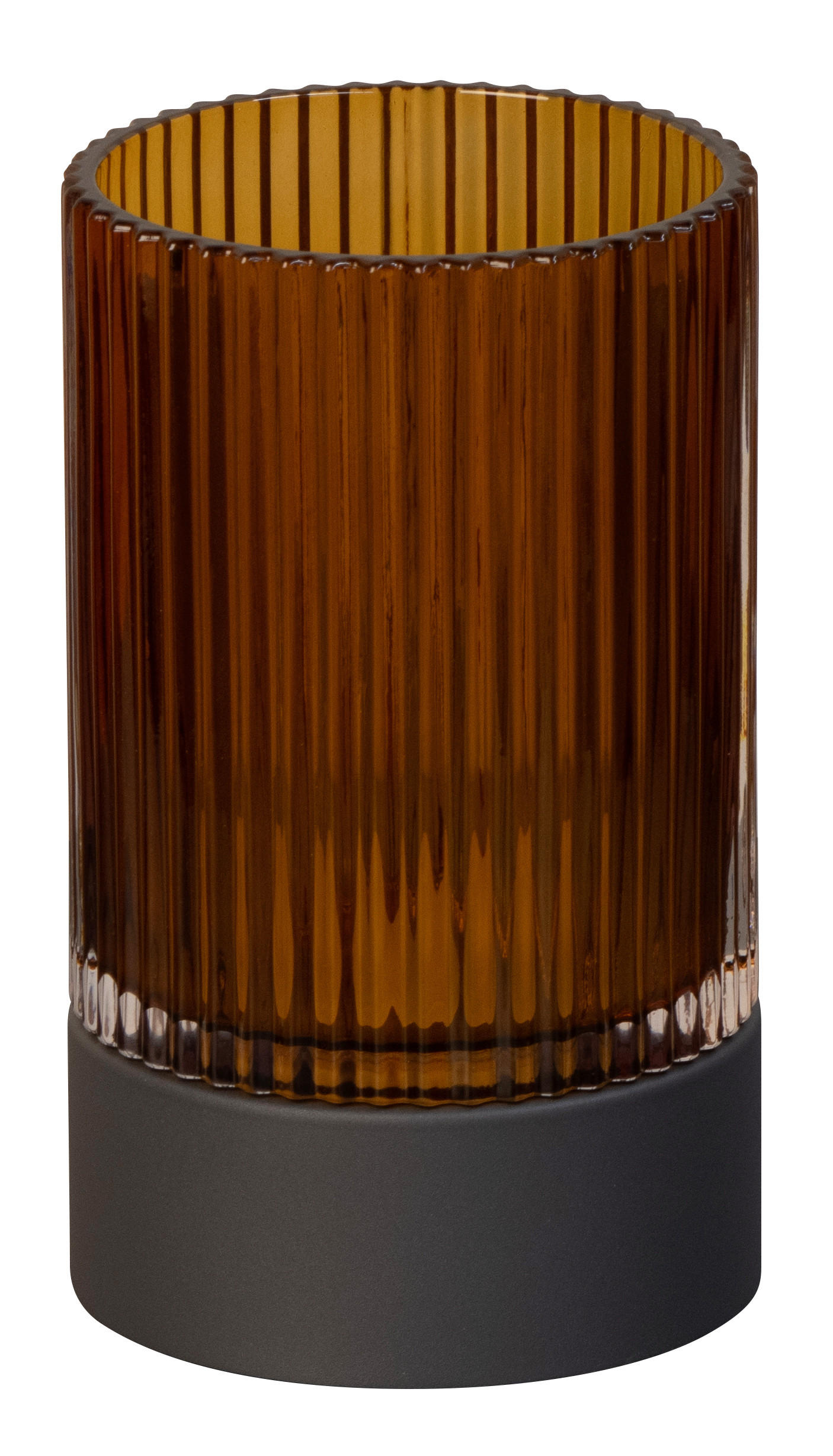 AKKU-TISCHLEUCHTE Ariva Pro 12/20 cm  - Cognac/Graubraun, Design, Glas/Metall (12/20cm)