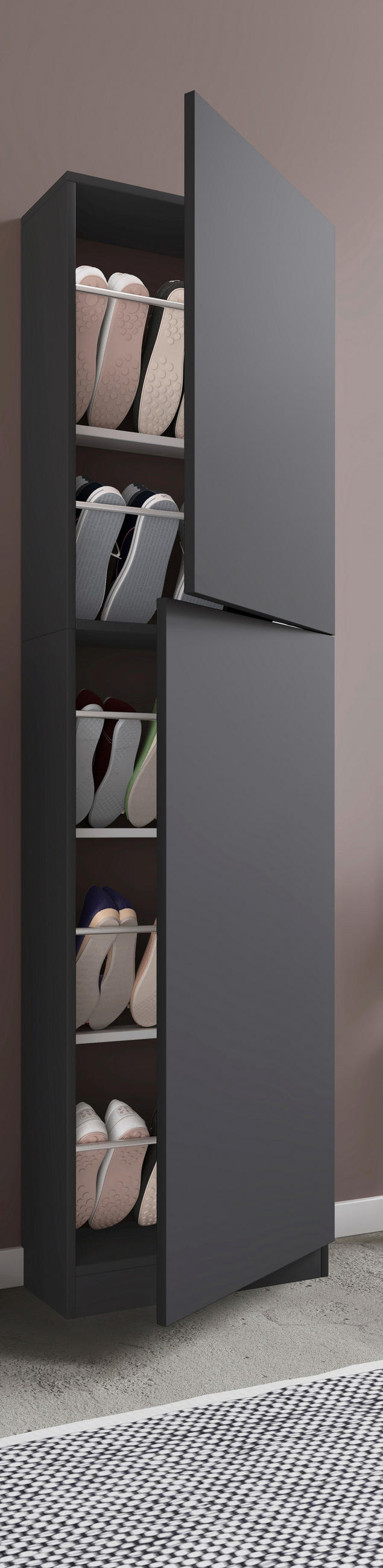 SCHUHSCHRANK Fulisa  in 50/180/17 cm  - Anthrazit, Design, Holzwerkstoff (50/180/17cm) - MID.YOU