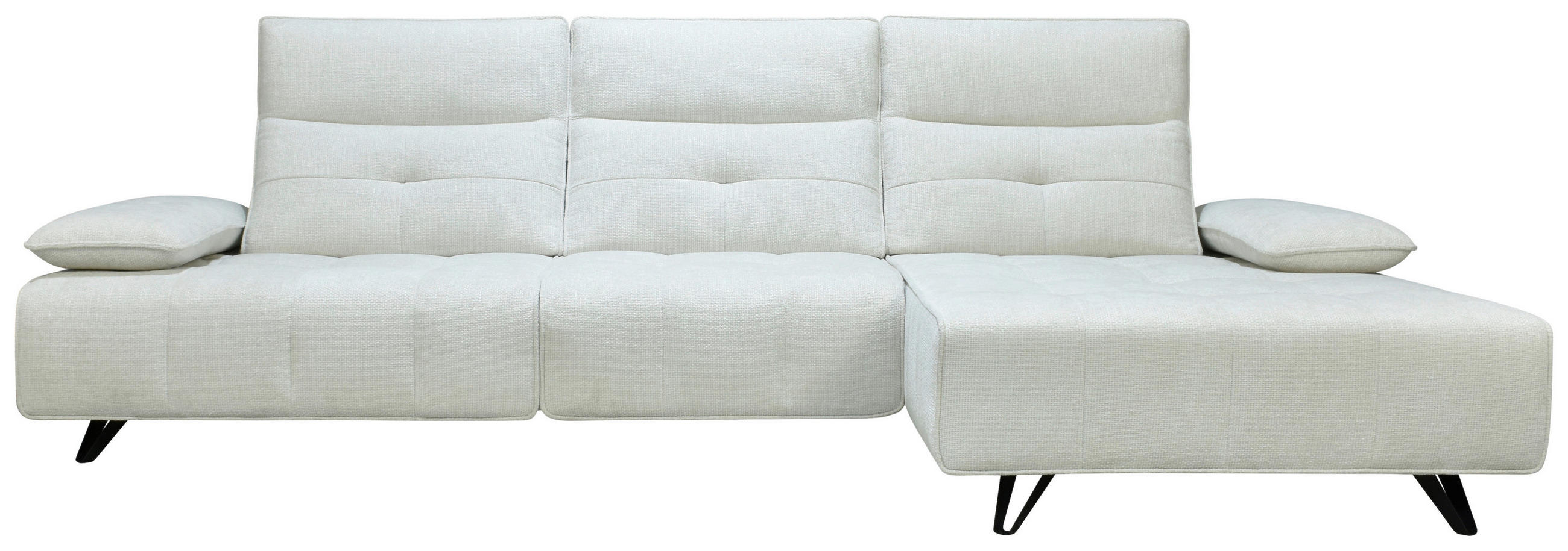 ECKSOFA Creme Chenille  - Creme/Schwarz, Design, Kunststoff/Textil (314/162cm) - Livetastic