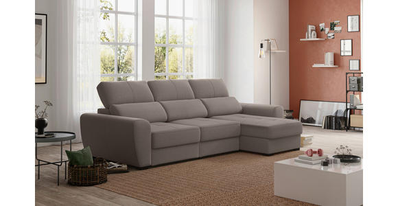 ECKSOFA  in Velours Braun  - Schwarz/Braun, KONVENTIONELL, Kunststoff/Textil (285/177cm) - Carryhome