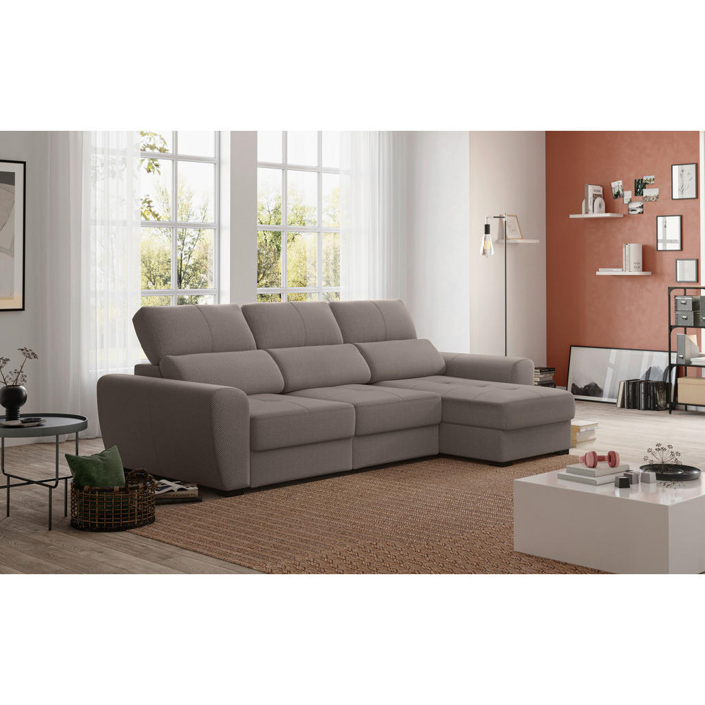 Thumbnail - Carryhome Ecksofa, Braun, Textil, 4-Sitzer, Ottomane rechts, seitenverkehrt montierbar, L-Form, 285x177 cm, Made in EU, ...