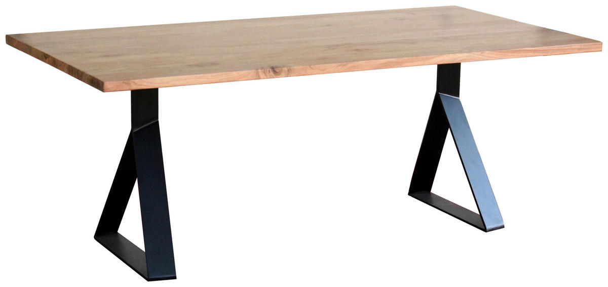 ESSTISCH Akazie vollmassiv rechteckig Schwarz, Akaziefarben  - Schwarz/Akaziefarben, LIFESTYLE, Holz/Metall (200/100/76cm) - Landscape