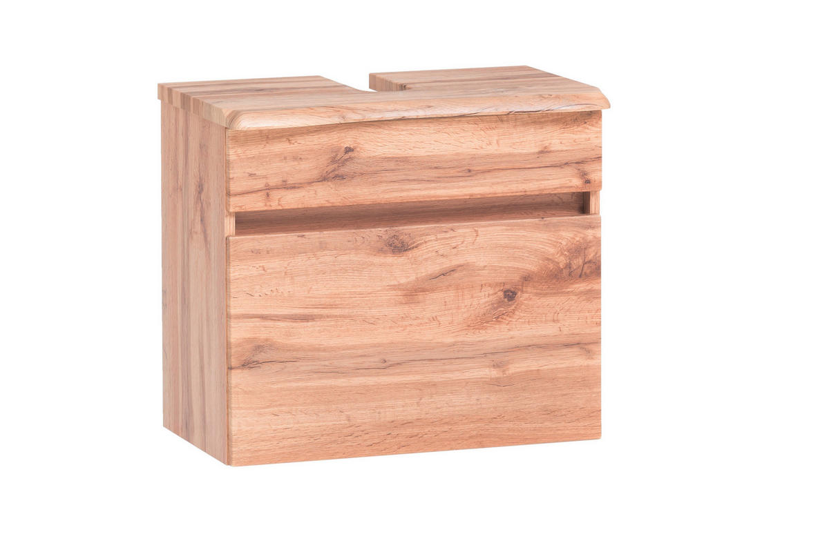 WASCHBECKENUNTERSCHRANK 61/55/40 cm  - Eiche Wotan/Silberfarben, Natur, Holzwerkstoff/Kunststoff (61/55/40cm) - Xora