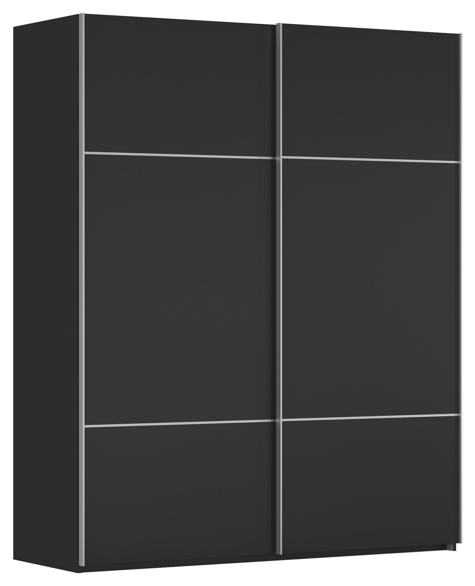 SCHWEBETÜRENSCHRANK 201/223/68 cm 2-türig Schwarz  - Alufarben/Schwarz, KONVENTIONELL, Holzwerkstoff/Metall (201/223/68cm) - Novel