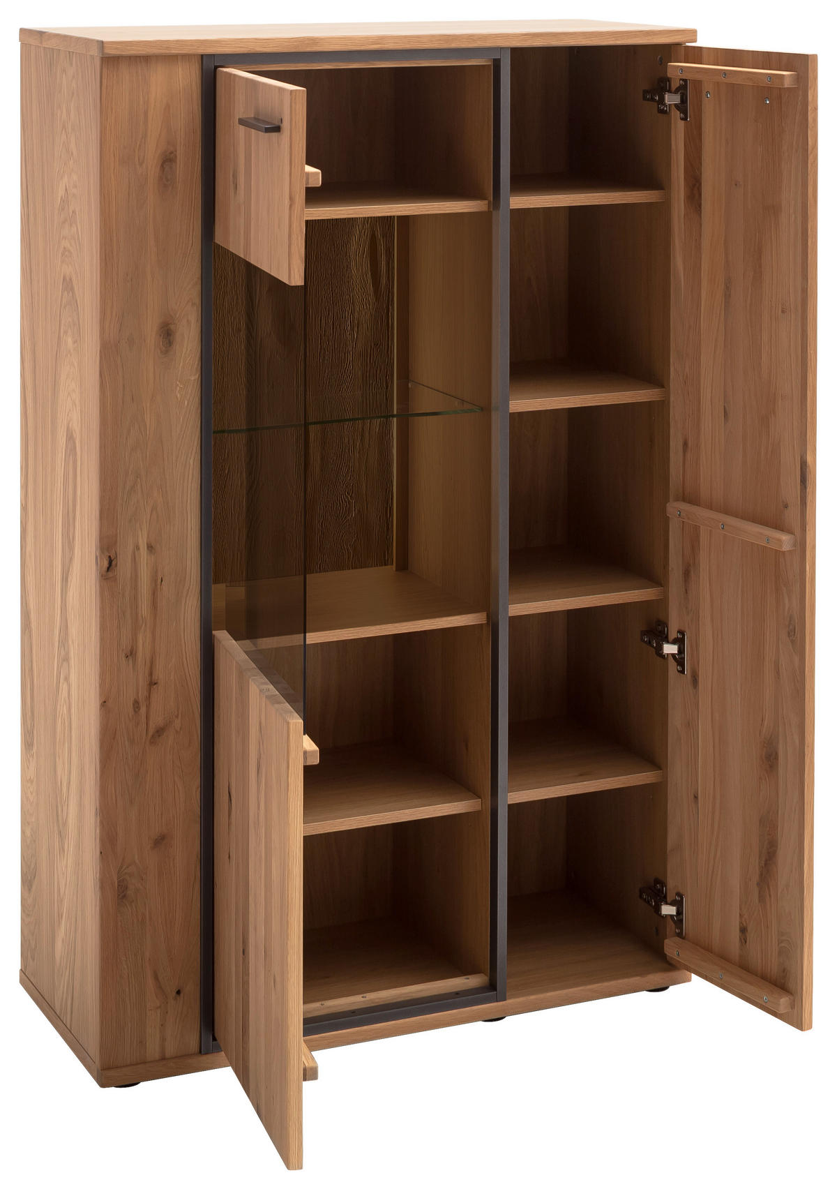 HIGHBOARD Anthrazit, Eichefarben  90/142/37 cm  - Eichefarben/Anthrazit, Konventionell, Glas/Holz (90/142/37cm) - Landscape