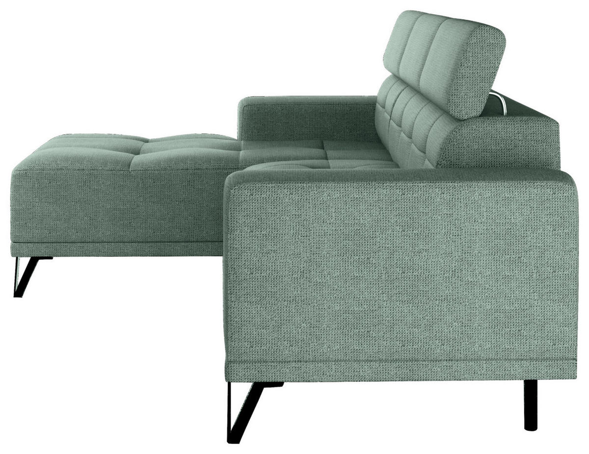 ECKSOFA Waldgrün Chenille  - Waldgrün/Schwarz, KONVENTIONELL, Textil/Metall (178/264cm) - Hom`in