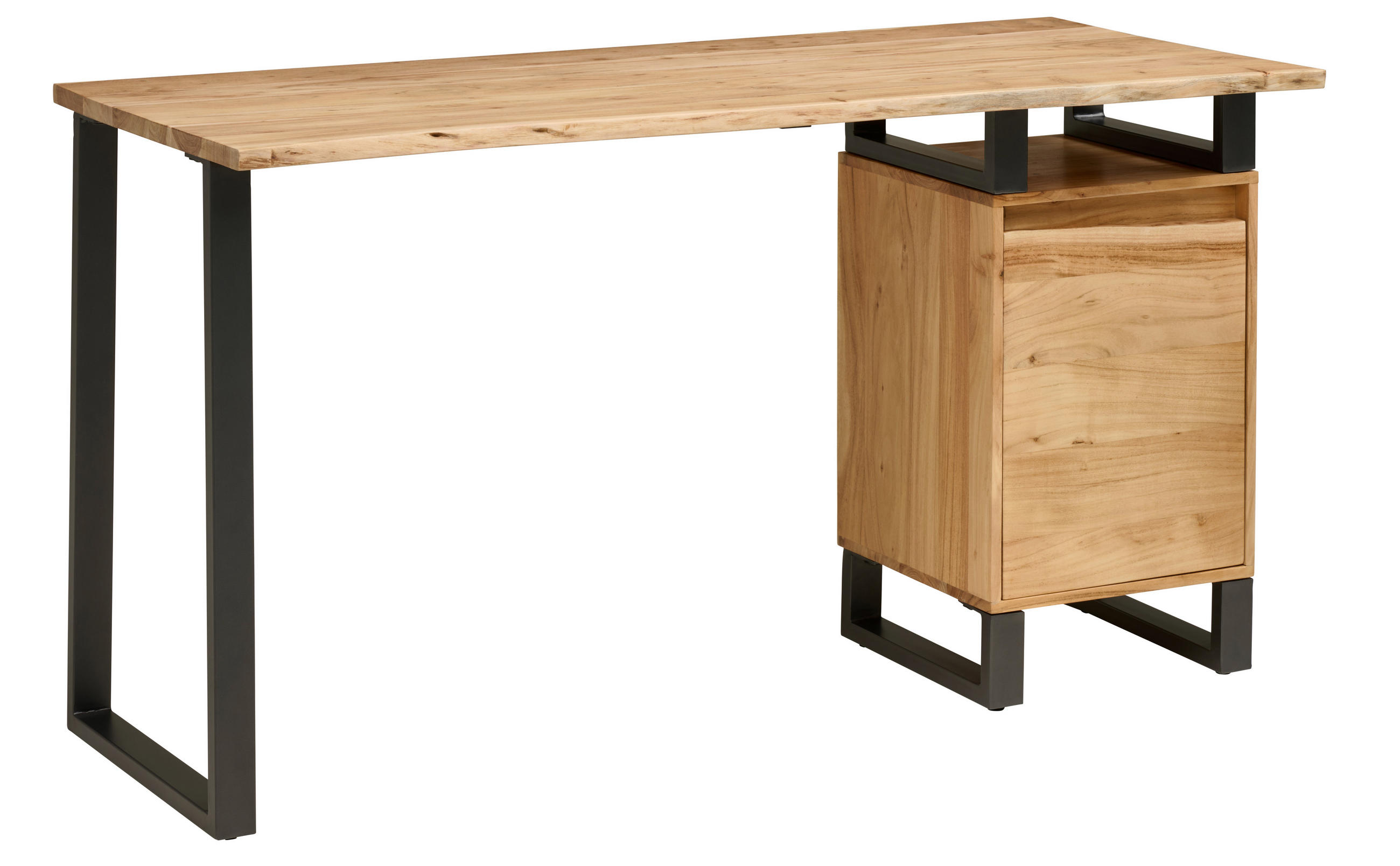 SCHREIBTISCH 145/60/80 cm Schwarz, Akaziefarben  - Schwarz/Akaziefarben, MODERN, Holz/Metall (145/60/80cm) - Livetastic