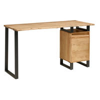 SCHREIBTISCH 145/60/80 cm Schwarz, Akaziefarben  - Schwarz/Akaziefarben, MODERN, Holz/Metall (145/60/80cm) - Livetastic