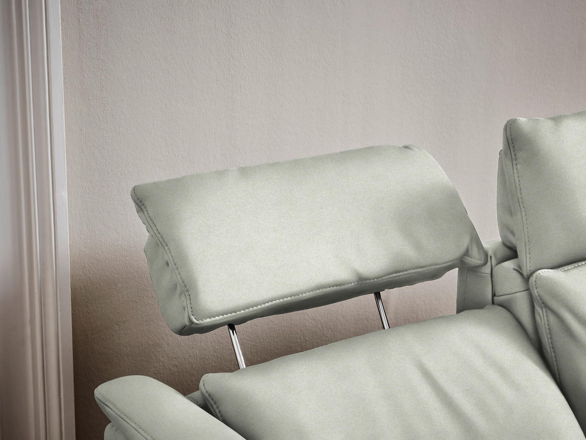 TRAPEZSOFA in Mikrofaser Hellgrau  - Hellgrau/Schwarz, Konventionell, Textil/Metall (221/103/95cm) - Dieter Knoll