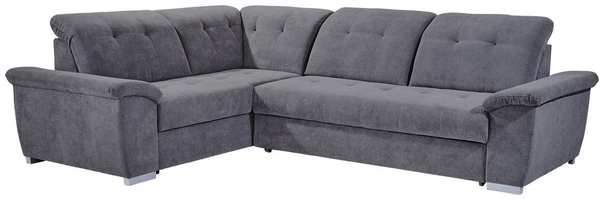 ECKSOFA in Dunkelgrau  - Dunkelgrau/Silberfarben, Design, Kunststoff/Textil (206/285cm) - Livetastic