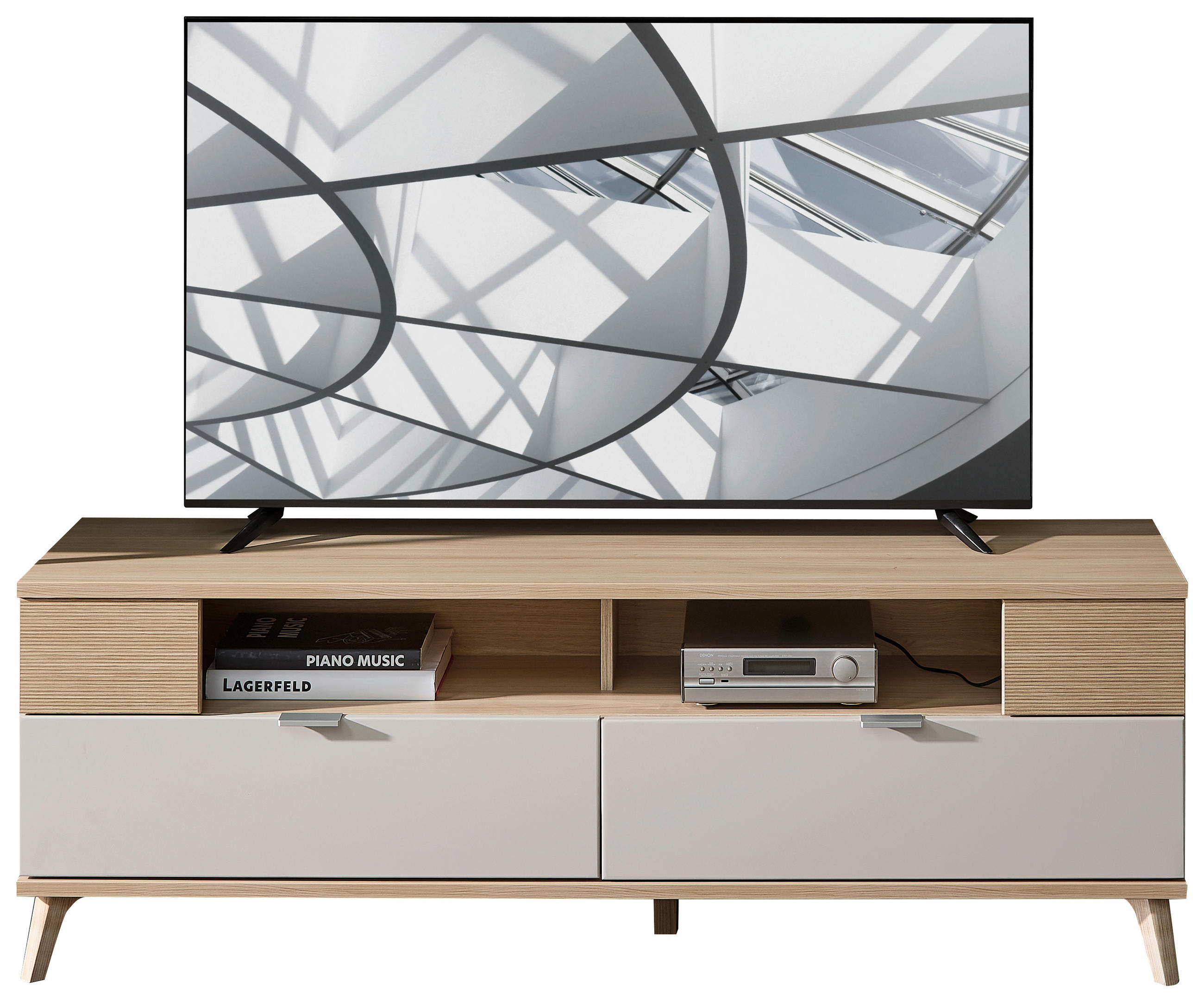 KOMODA POD TELEVIZI, barvy dubu, kašmírová, 160/56/44 cm - barvy dubu/kašmírová, Basics, kov/kompozitní dřevo (160/56/44cm) - Stylife