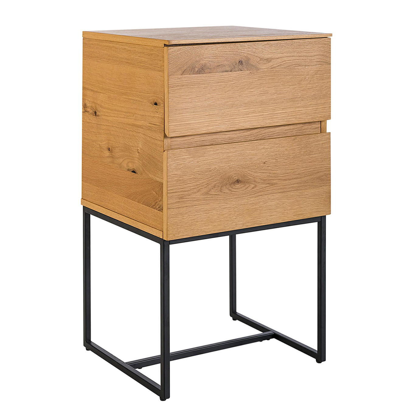 home24 Nachtschrank Schwarz, Eiche 42x75x40 cm