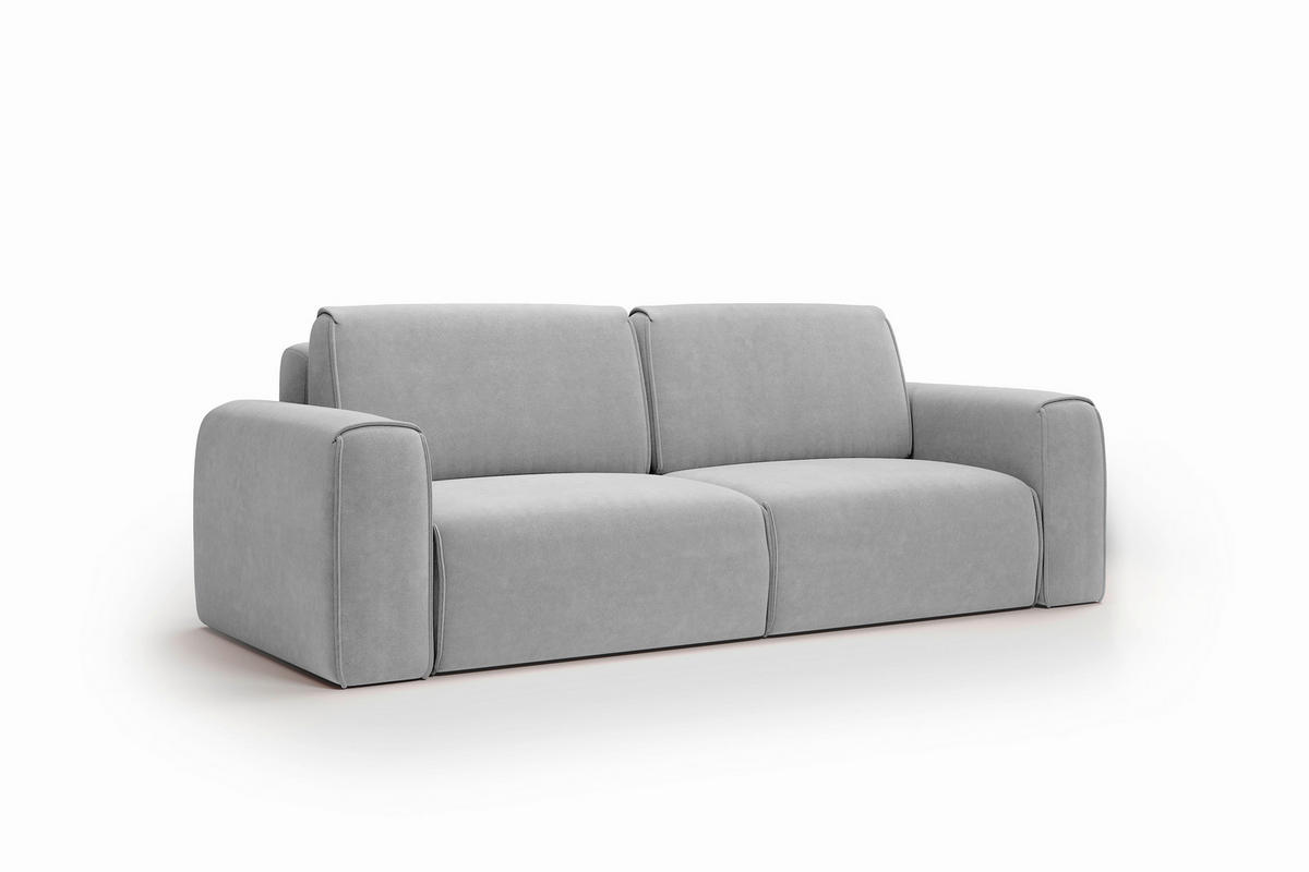 SCHLAFSOFA Tuzzi  mit Schlafen auf Sitzhöhe Velours Hellgrau  - Hellgrau/Schwarz, Basics, Kunststoff/Textil (252/94/105cm) - Livetastic