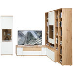 WOHNWAND  in Weiß, Alteiche  270x165/215/40-53 cm  - Alteiche/Alufarben, KONVENTIONELL, Glas/Holzwerkstoff (270x165/215/40-53cm) - Venda