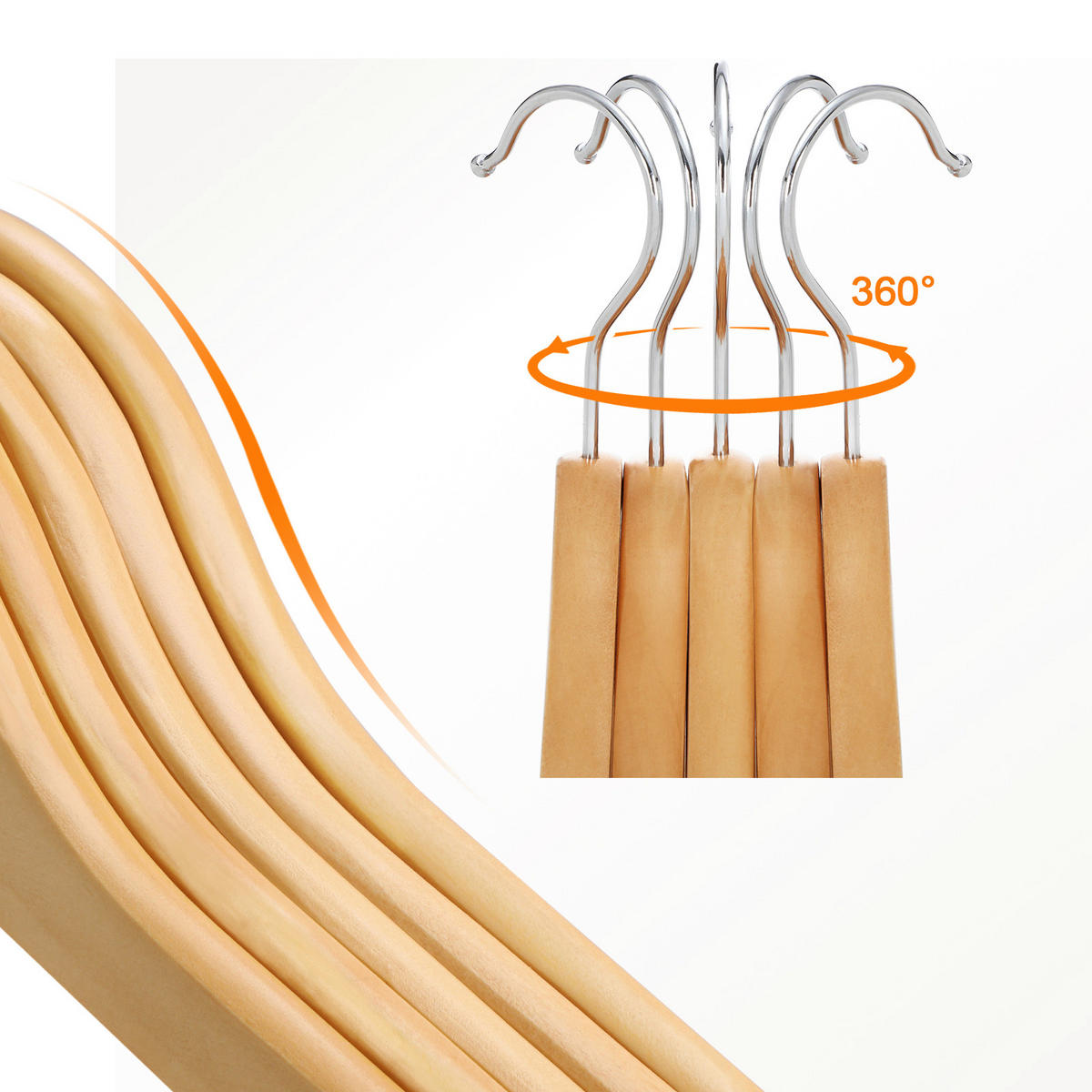 KLEIDERBÜGELSET 44 cm Holz  - Silberfarben/Ahornfarben, Basics, Holz (44cm)