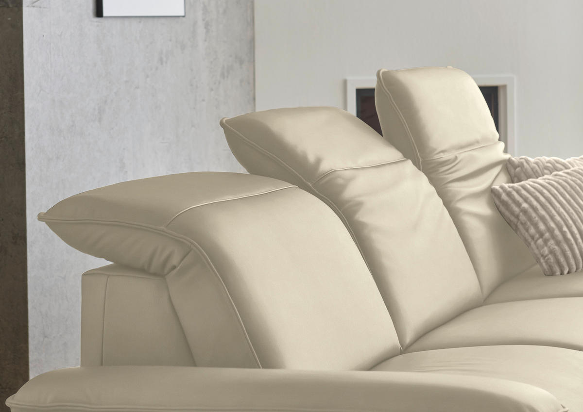 ECKSOFA  Echtleder Naturfarben  - Schwarz/Naturfarben, Design, Leder/Metall (307/169cm) - Beldomo Premium