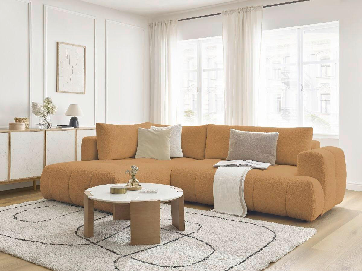 ECKSCHLAFSOFA FUJI Bouclé Gelb  inkl.  - Gelb/Schwarz, MODERN, Kunststoff/Textil (204/282cm)