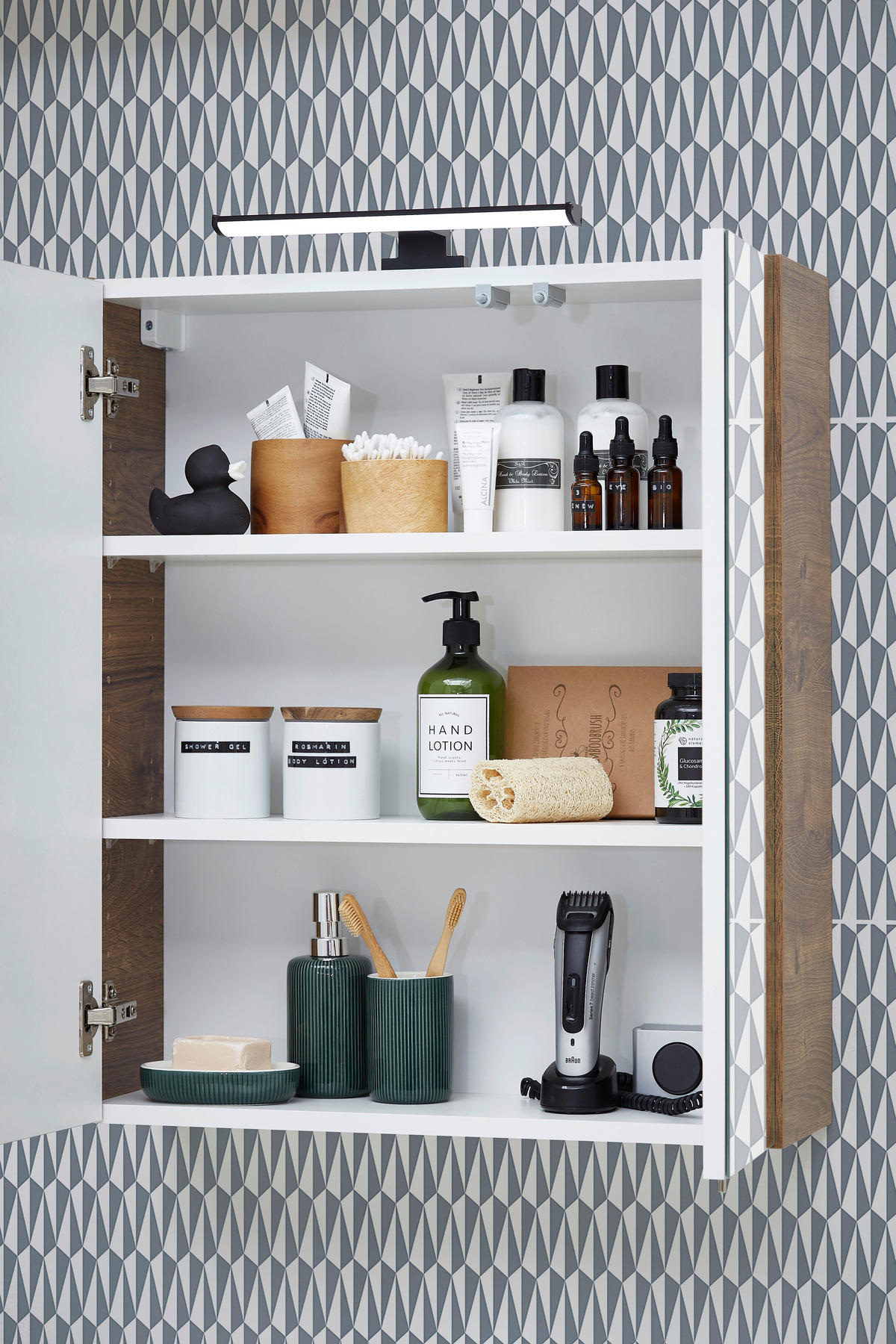 SPIEGELSCHRANK 60/70/20 cm  - Chromfarben/Eichefarben, Design, Glas/Holzwerkstoff (60/70/20cm) - Xora