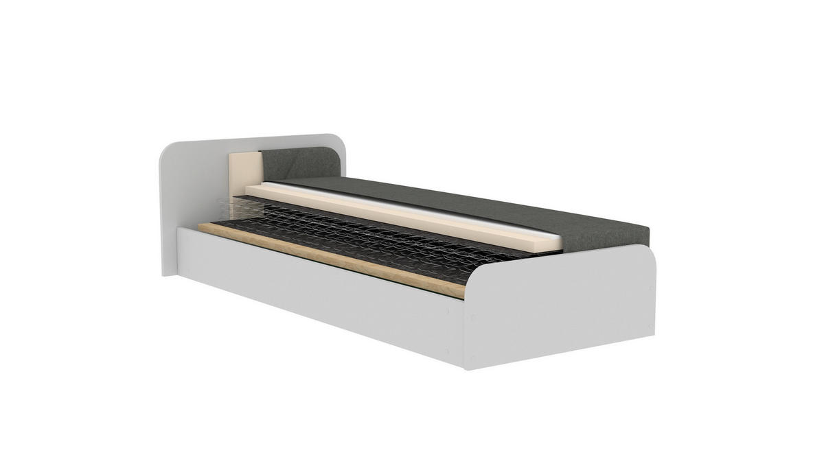 BETT 80/190 cm  in Grau   - Hellgrau/Schwarz, Modern, Holz/Kunststoff (80/190cm) - MID.YOU