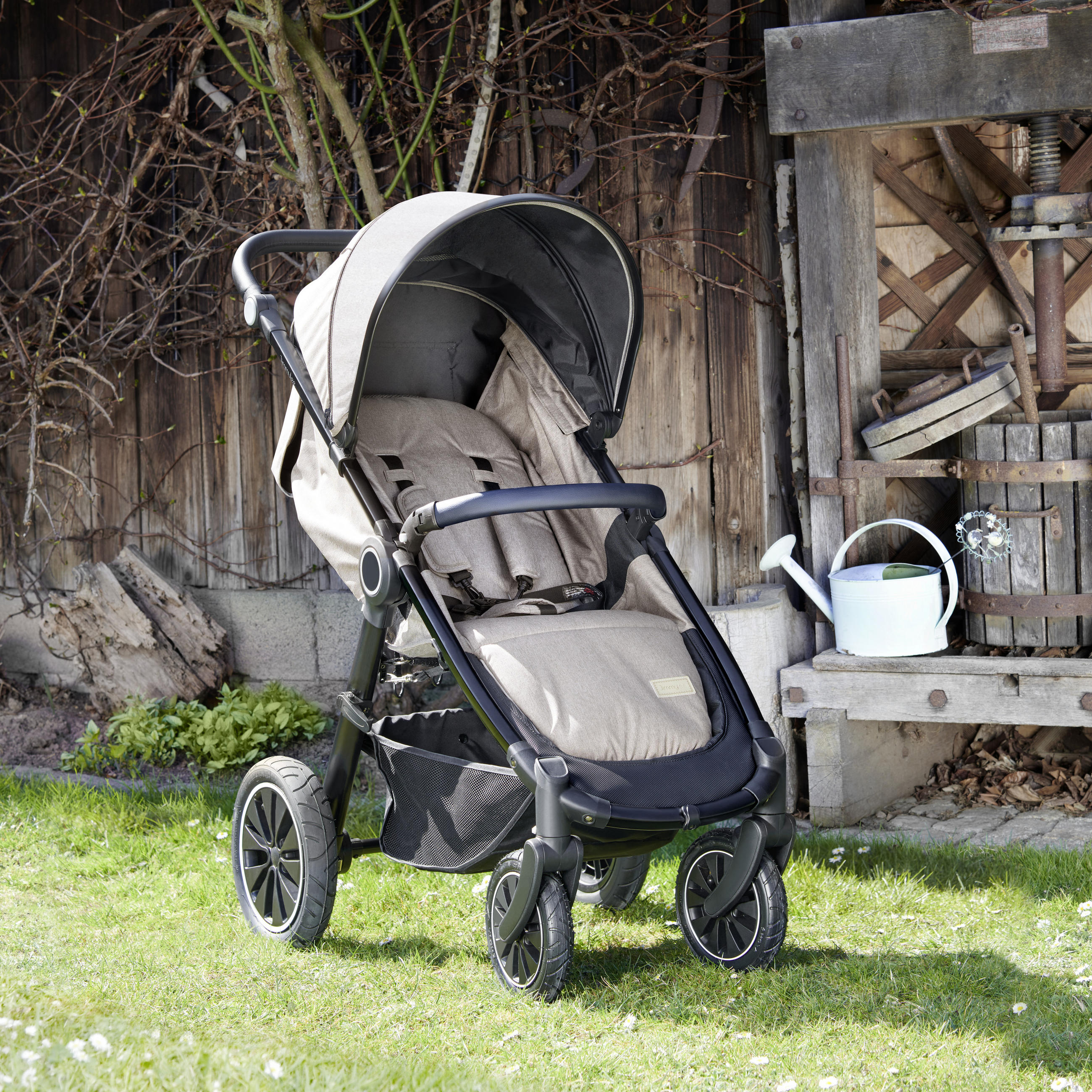 BUGGY Smart  - Taupe/Schwarz, Trend, Textil/Metall (115/56/105cm) - Jimmylee