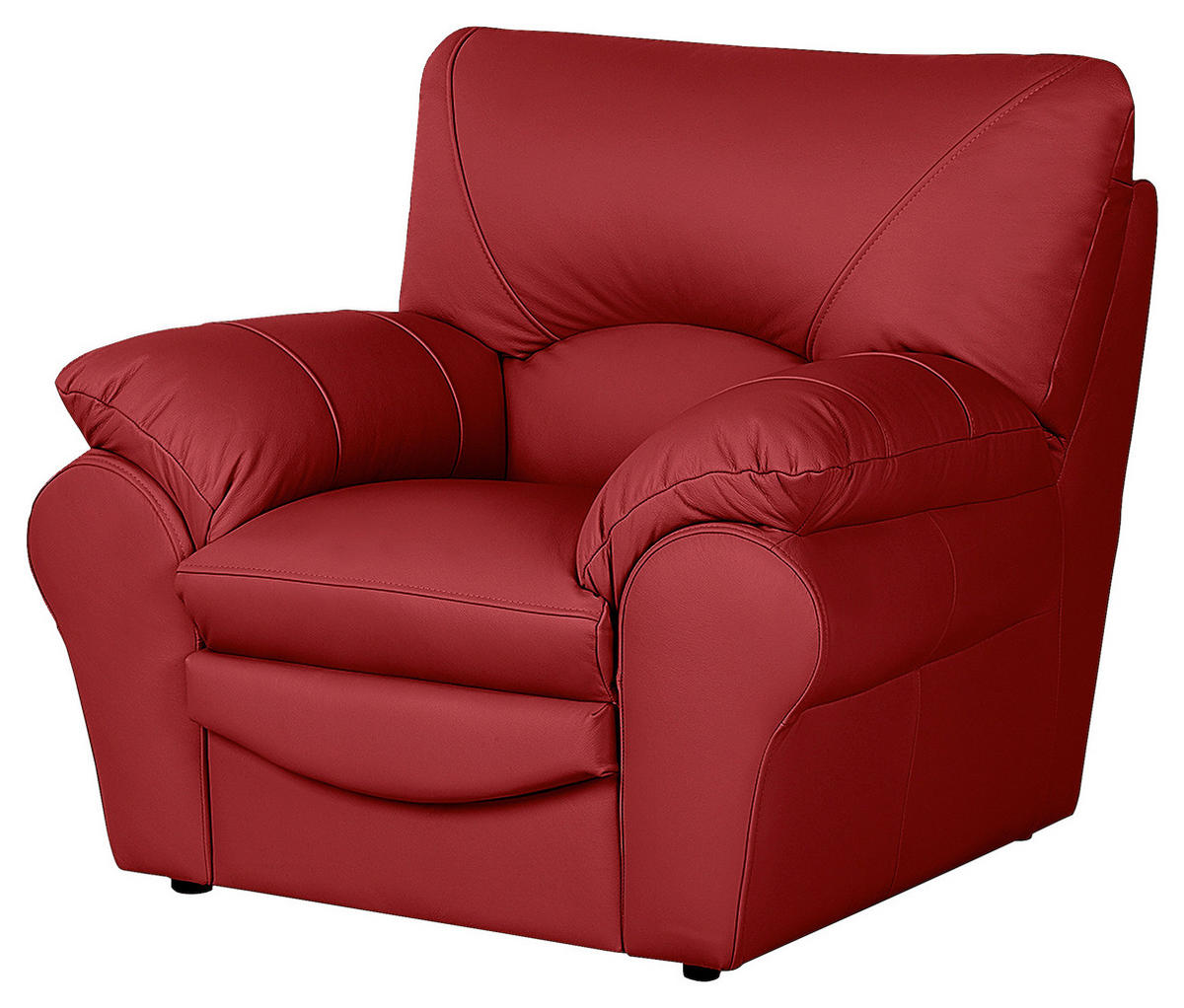 SESSEL in Echtleder Rot  - Rot/Schwarz, Design, Leder/Kunststoff (105/92/85cm) - Livetastic