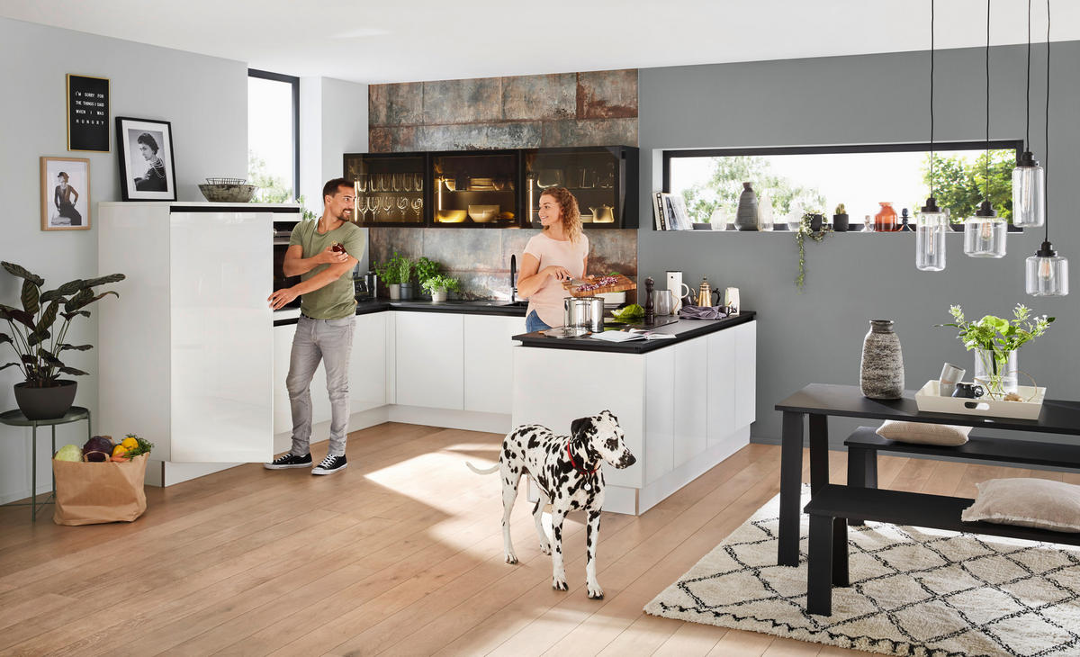 EINBAUKÜCHE   - Weiß, Design, Glas/Holzwerkstoff - Dieter Knoll