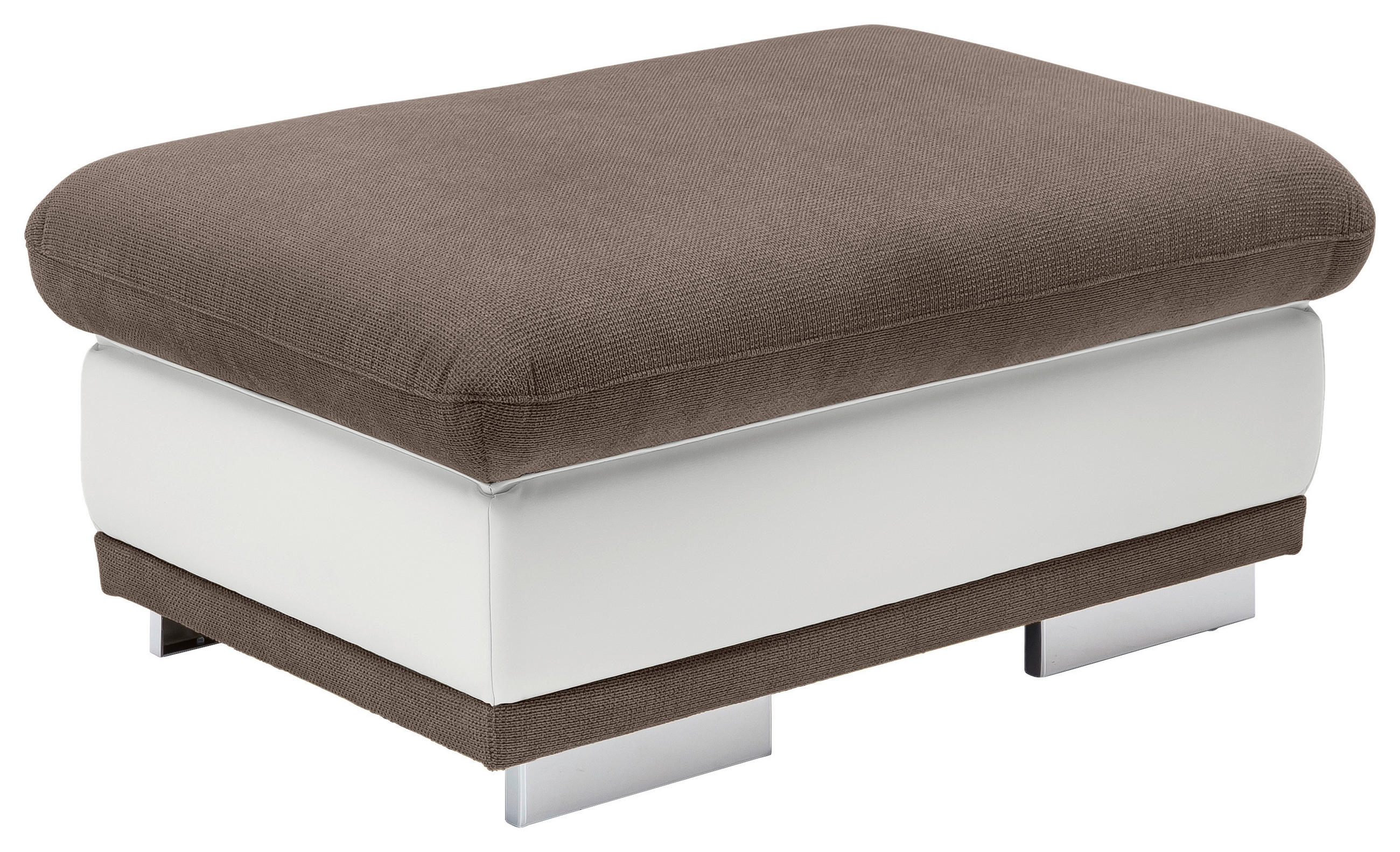 HOCKER Chenille Braun, Sandfarben  - Sandfarben/Chromfarben, KONVENTIONELL, Textil/Metall (97/47/67cm) - MID.YOU