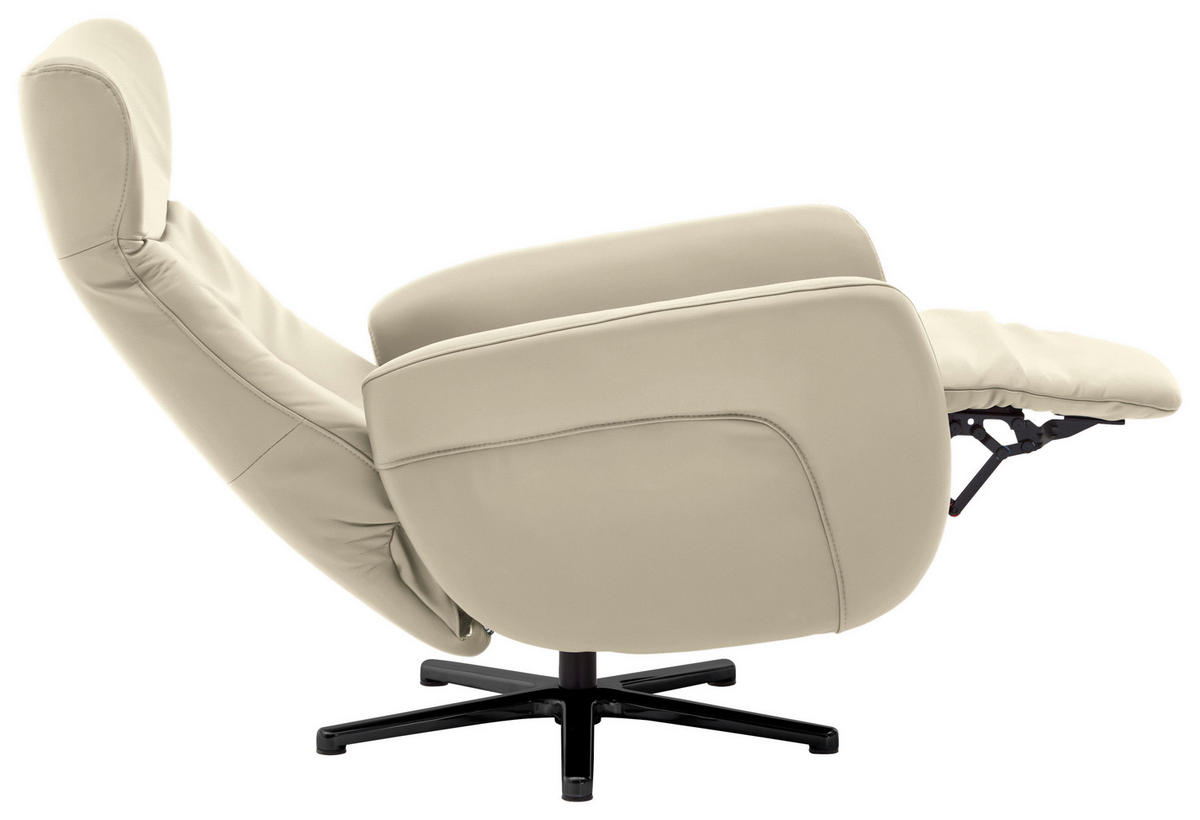 RELAXSESSEL in Leder Creme, Naturfarben  - Creme/Schwarz, Design, Leder/Metall (76/112/83cm) - Beldomo Speed
