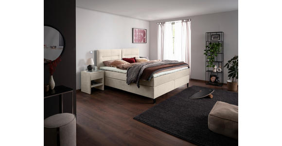 BOXSPRINGBETT 200/220 cm  in Creme  - Creme/Schwarz, KONVENTIONELL, Textil/Metall (200/220cm) - Esposa