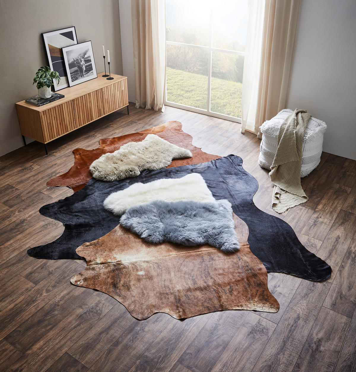 SCHAFFELL 60/90-95 cm Adelaide Grau  - Grau, Natur, Fell (60/90-95cm) - Linea Natura