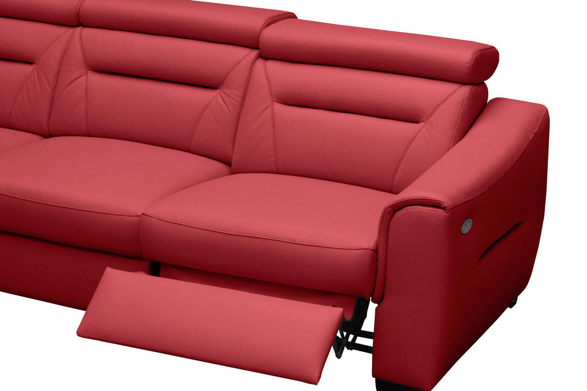ECKSOFA Lederlook Echtleder Rot  - Wengefarben/Rot, Design, Leder/Holz (260/260cm) - Celina Home