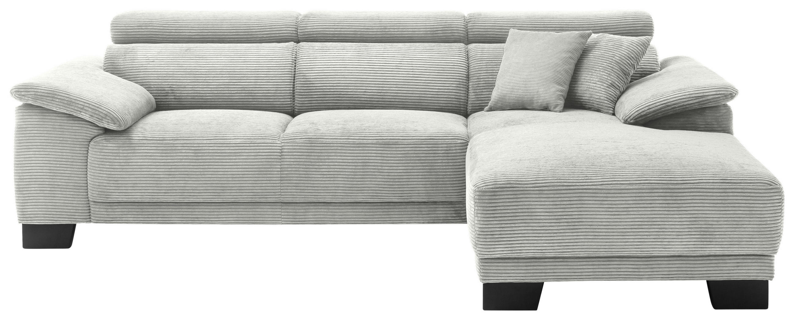 ECKSOFA in Cord Hellgrau  270/174 cm  - Hellgrau/Schwarz, Design, Holz/Textil (270/174cm) - Pure Home Lifestyle