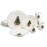 KOMBISERVICE 16-teilig 4 Personen Multicolor, Weiß Tannenbaum bunt  - Multicolor/Weiß, Basics, Keramik - Creatable