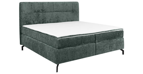 BOXSPRINGBETT 160/200 cm,  in Dunkelgrau, Topper, H2 + H3 = mittel + fest  - Dunkelgrau/Schwarz, Design, Textil/Metall (160/200cm) - Esposa