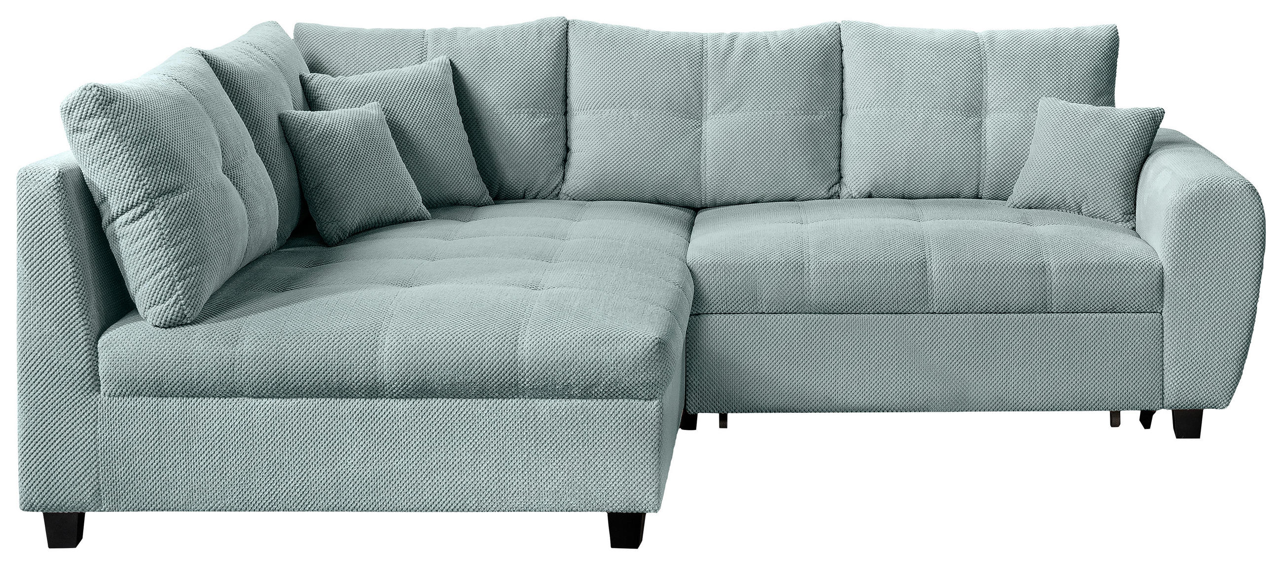 ECKSOFA Mintgrün Plüsch  - Schwarz/Mintgrün, KONVENTIONELL, Kunststoff/Textil (175/249cm) - Carryhome