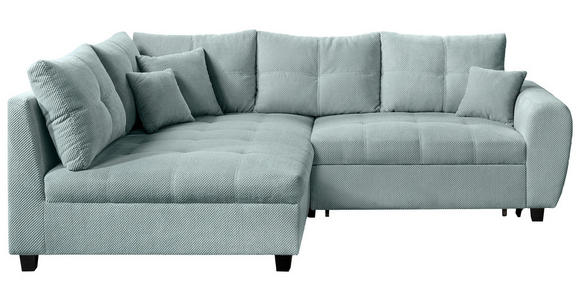 ECKSOFA Mintgrün Plüsch Zierkissen, Rückenkissen, Schlaffunktion, Rücken echt  - Schwarz/Mintgrün, KONVENTIONELL, Kunststoff/Textil (175/249cm) - Carryhome