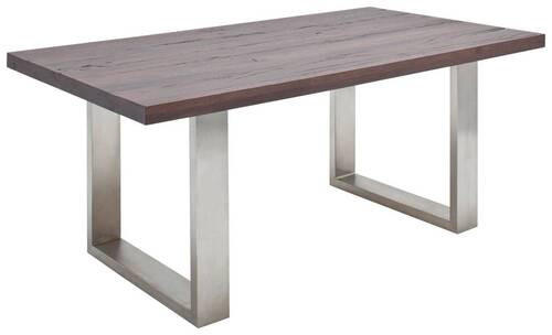 ESSTISCH Eiche massiv rechteckig Eichefarben, Edelstahlfarben  - Edelstahlfarben/Eichefarben, Design, Holz/Metall (200/100/77cm) - Novel