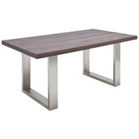 ESSTISCH Eiche massiv rechteckig Eichefarben, Edelstahlfarben  - Edelstahlfarben/Eichefarben, Design, Holz/Metall (240/100/77cm) - Novel