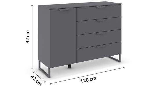 KOMMODE  in 120/92/42 cm  - Dunkelgrau, Design, Holzwerkstoff/Metall (120/92/42cm) - Carryhome