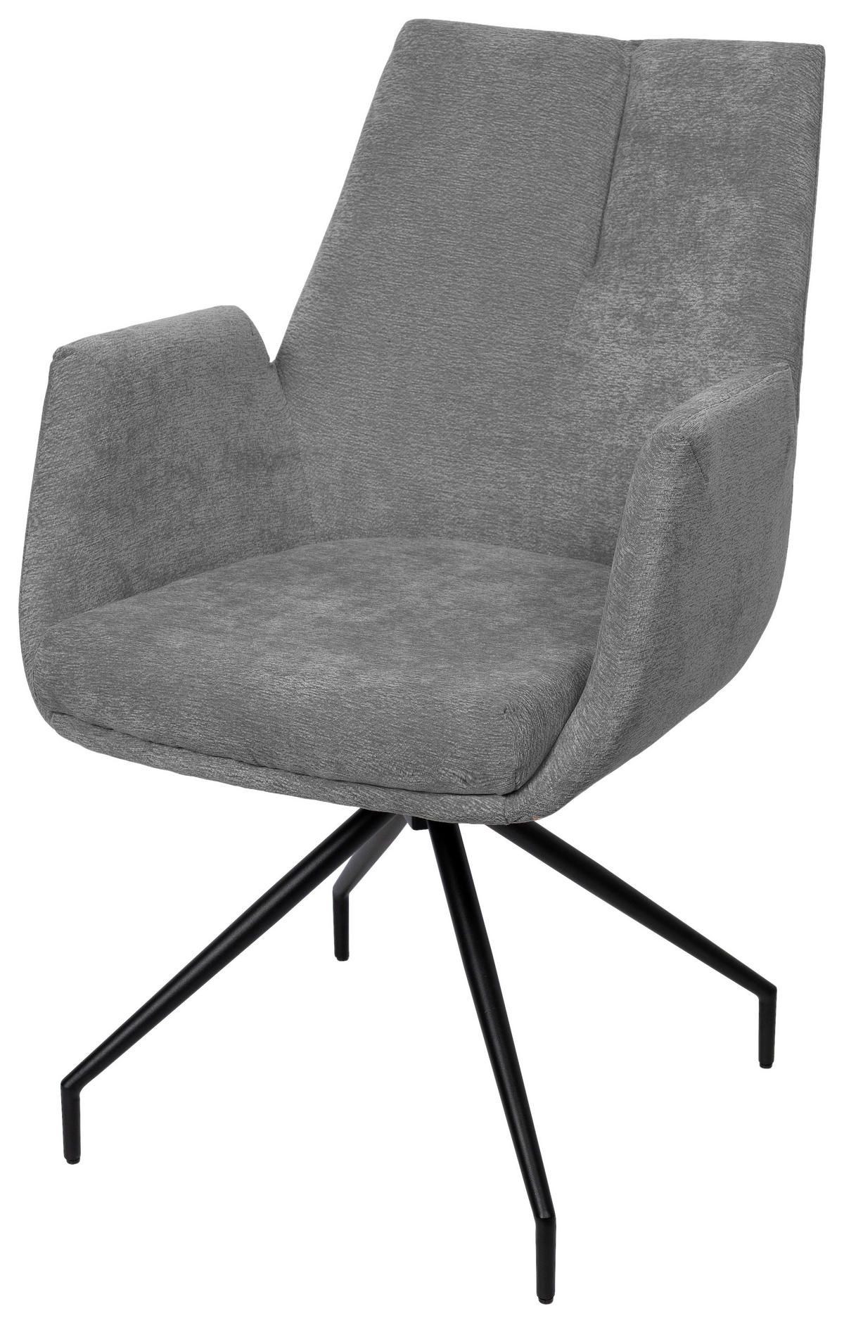 ARMLEHNSTUHL  in Schmiedeeisen Webstoff  - Schwarz/Grau, Design, Textil/Metall (58/89,5/64cm) - Novel