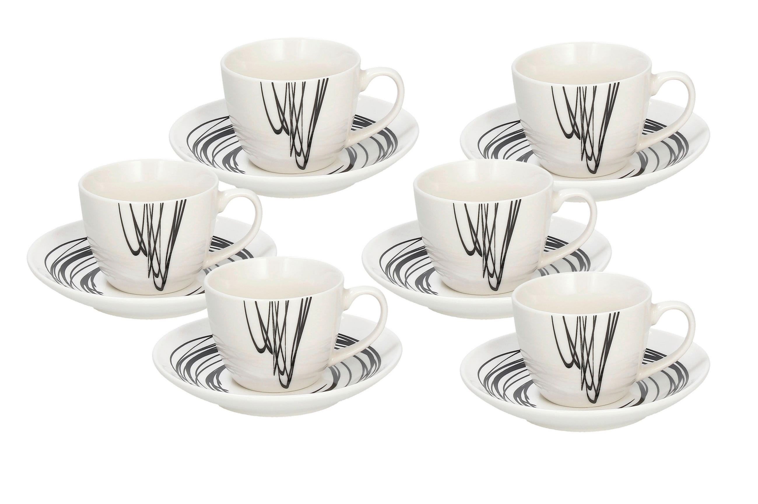 SERVIS ZA KAFU  Metropolis Graphic  12 delova      - bela/višebojna, Osnovno, keramika - Tognana