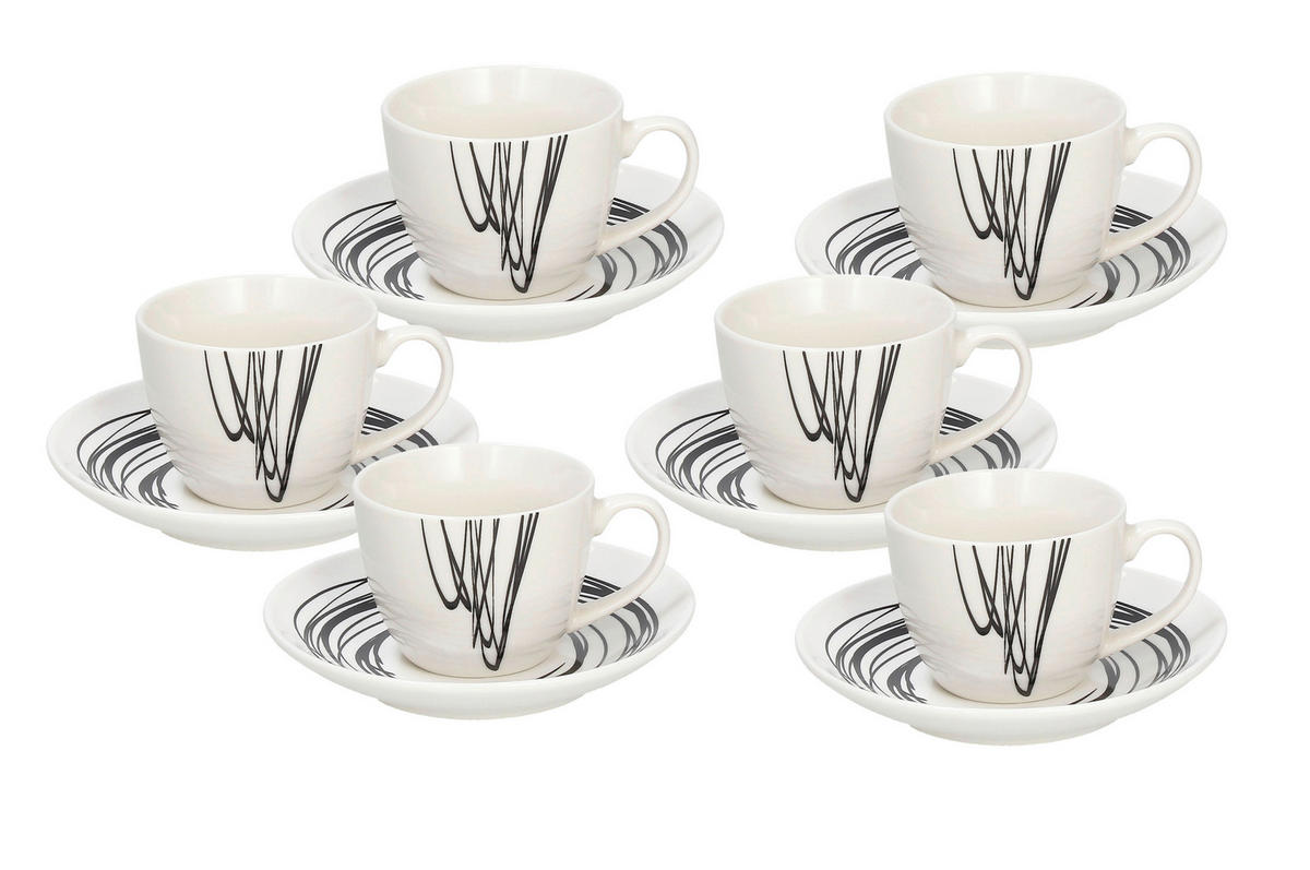 SERVIS ZA KAFU  Metropolis Graphic  12 delova      - bela/višebojna, Osnovno, keramika - Tognana