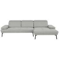 ECKSOFA Ottomane rechts, Eckteil  More_LZ Hellgrau Webstoff  - Hellgrau/Schwarz, Design, Textil/Metall (296/188cm) - Xora