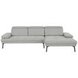 ECKSOFA Ottomane rechts, Eckteil  More_LZ Hellgrau Webstoff  - Hellgrau/Schwarz, Design, Textil/Metall (296/188cm) - Xora
