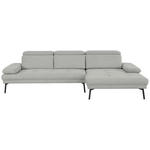 ECKSOFA Ottomane rechts, Eckteil  More_LZ Hellgrau Webstoff  - Hellgrau/Schwarz, Design, Textil/Metall (296/188cm) - Xora