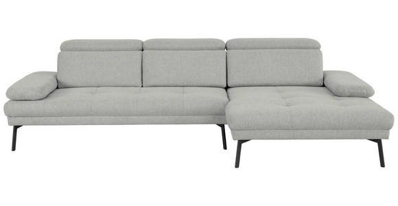 ECKSOFA Ottomane rechts, Eckteil  More_LZ Hellgrau Webstoff  - Hellgrau/Schwarz, Design, Textil/Metall (296/188cm) - Xora