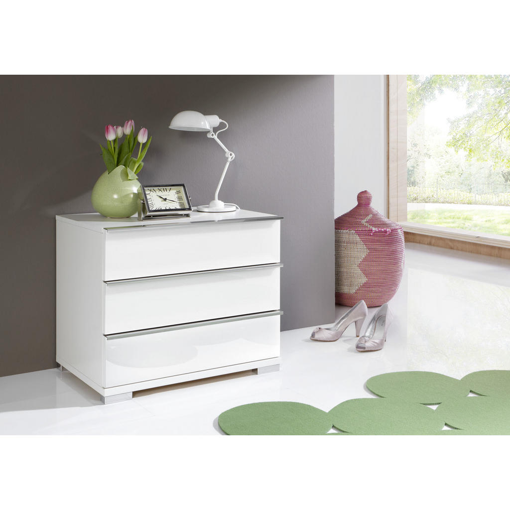 Thumbnail - Venda Nachtschrank, Weiß, Metall, 3 Schubladen, 60x53x42 cm, Goldenes M, Made in Germany, Typenauswahl, Soft-Close-Syste...